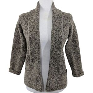 Vintage Italian Wool Blend Open Front Cardigan Sweater Neutral Cozy Size M